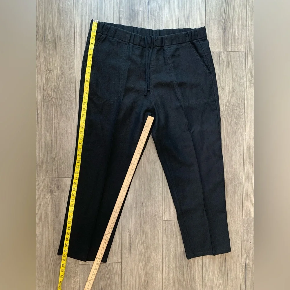Bottega Veneta Black Linen-Blend‎ Drawstring Pants Size 54 EU